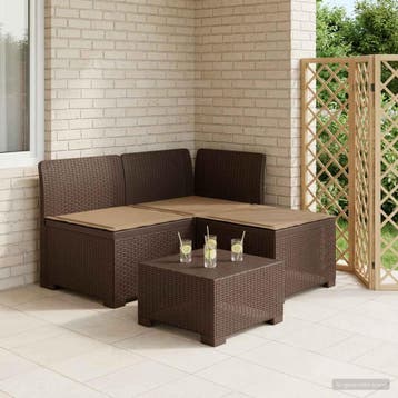 vidaXL 3-Zits Tu bank met Kussens Rattan Look 3-zits PP, Verzenden, Nieuw