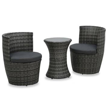 Bistroset grijs met kussens: -41% retour deal, weg = weg, Tuin en Terras, 2 zitplaatsen, Bijzettafel, Zo goed als nieuw, Tuinset