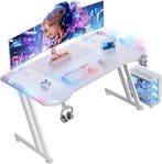 Gaming bureau - Gaming desk - Gaming tafel - 140x60 cm - Wit, Verzenden, Nieuw