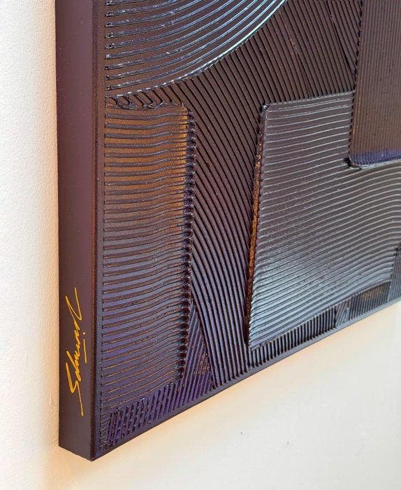 Sarah Schwarzl - Frequency DEEP VIOLET (Frame included), Antiquités & Art, Art | Peinture | Moderne