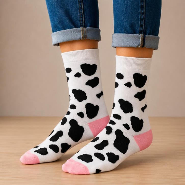 Sokken - Koeien Vlekken Print - Wit - Katoen - Maat 38-45, Kleding | Dames, Sokken en Kousen
