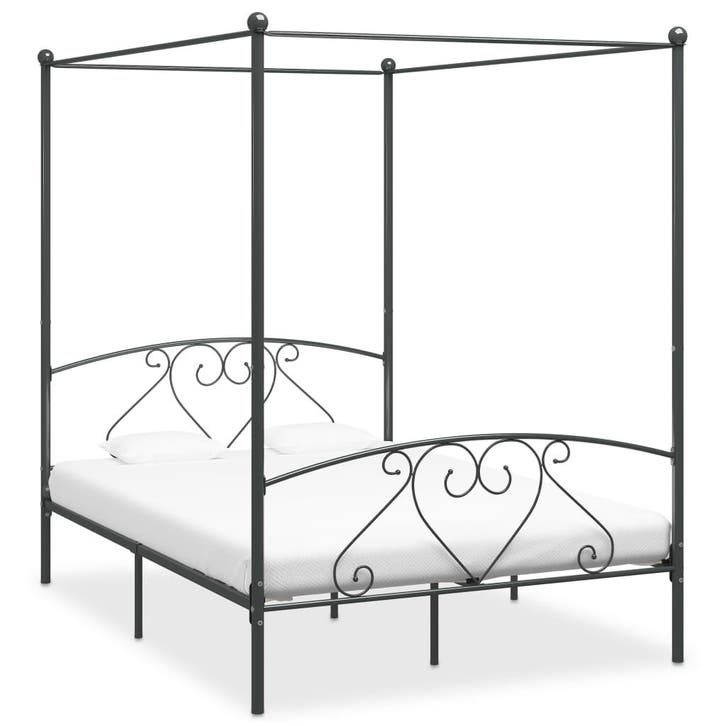 vidaXL Hemelbedframe metaal grijs 160x200 cm, Maison & Meubles, Chambre à coucher | Lits, Envoi