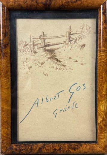 Albert H. Gos (1852-1942) - Paesaggio Alpino con staccionata