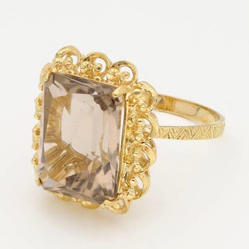 Ring - 18 karaat Geel goud - Rookkwarts, Nieuw