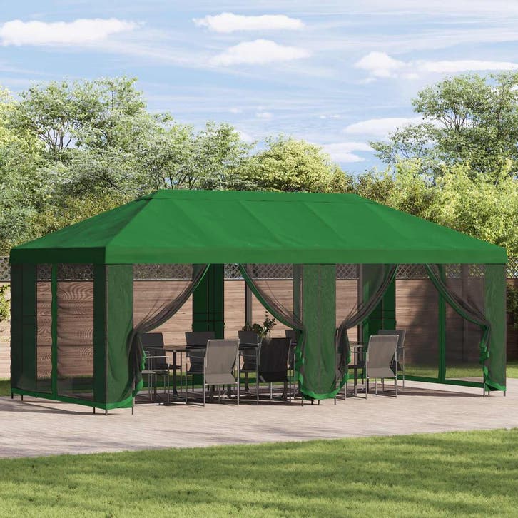 vidaXL Tuinpaviljoen 6 x 3 m Groen Polyester en Staal 190, Tuin en Terras, Partytenten, Nieuw, Verzenden