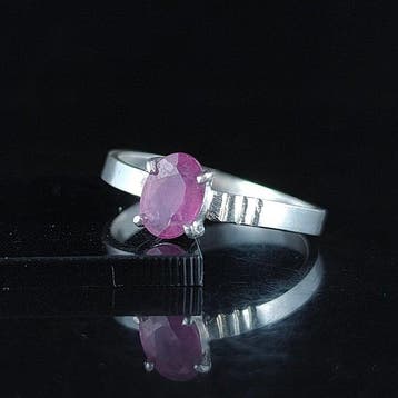 Robijn - Zilver - Ring met amulet - instelbare ABUNDANCiA