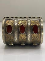 Turkmen Tekke manchetarmband met negen carneool cabochons -, Antiek en Kunst, Kunst | Niet-Westerse kunst