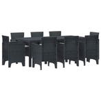 vidaXL Tuin Eettafel Set 9 pcs Antracietkleurig, Verzenden, Nieuw
