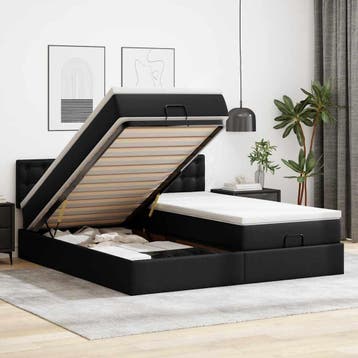 vidaXL Bed poef met matrassen en LEDs 160x200cm kunstleer, Verzenden