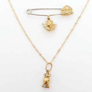 Ensemble de bijoux 2 pièces - 18 carats Or jaune, Or blanc