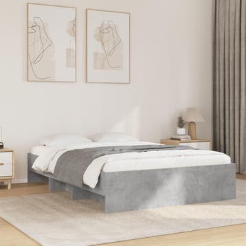 vidaXL Bedframe bewerkt hout betongrijs 135x190 cm, Verzenden, Nieuw