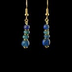 Oud-Romeins Earrings, Pendant, met Romeinse blauwe glazen