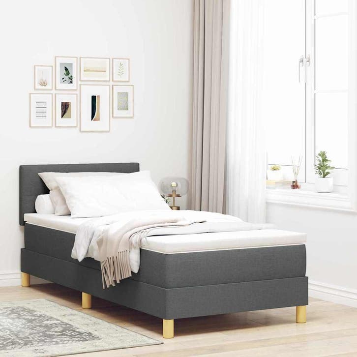 vidaXL LED Box Spring Bed met hoofdeinde Donkergrijs 80 x, Huis en Inrichting, Slaapkamer | Bedden, Nieuw, Verzenden