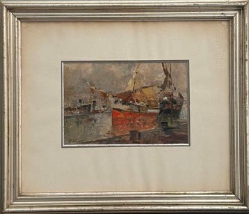 Ezelino Briante (1901-1971) - Marina con barche