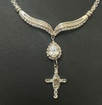Ketting van 925 zilver met kruis en Maagd Maria, met, Antiek en Kunst