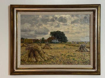 Wilhelm Fritzel (1870-1943) - Haystacks on the Lower Rhine