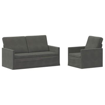 vidaXL bank / zetelstel 2 pcs Donkergrijs Corduroy stof, Verzenden