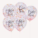 Roze Confetti Ballonnen Baby Girl 30cm 5st, Verzenden, Nieuw