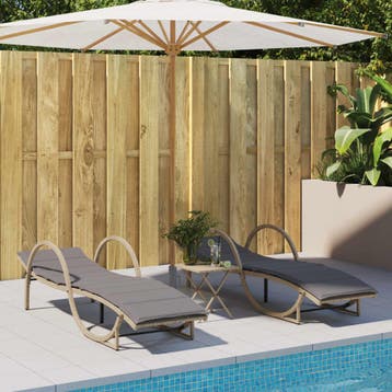 vidaXL Ligstoelen 2 st met kussens poly rattan beige, Verzenden, Nieuw