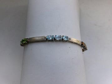 Zilver, Blauwe spinel - peridoot - citrien - Armband - Art