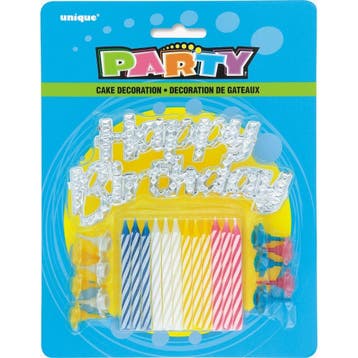 Taarttopper Happy Birthday Set 20cm 13 delig, Verzenden