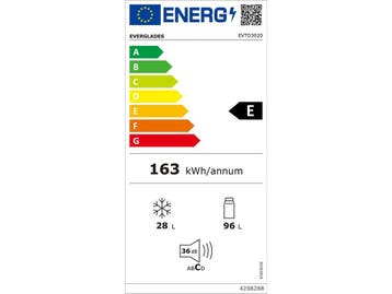 Everglades EVTD3020 - Dubbel Deurs Koelkast - 124 Liter -, Elektronische apparatuur, Verzenden, Zo goed als nieuw
