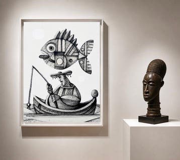 Jone Hopper - Le pêcheur, Antiek en Kunst