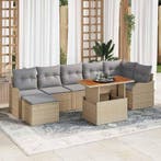 vidaXL Tuinbank Set met kussen met opslag 8 pcs beige en, Tuin en Terras, Verzenden, Nieuw