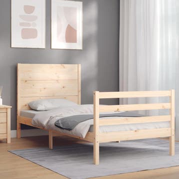 vidaXL Bedframe met hoofdbord massief hout, Verzenden, Nieuw