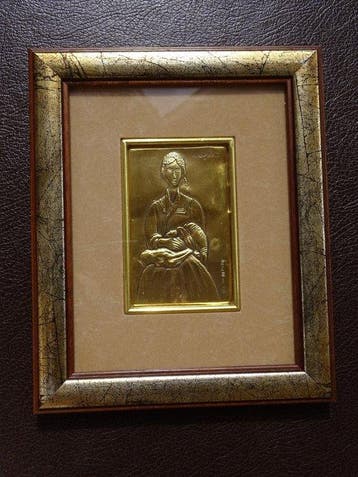 Italië. Amedeo Modigliani 24 carat gold finished over silver