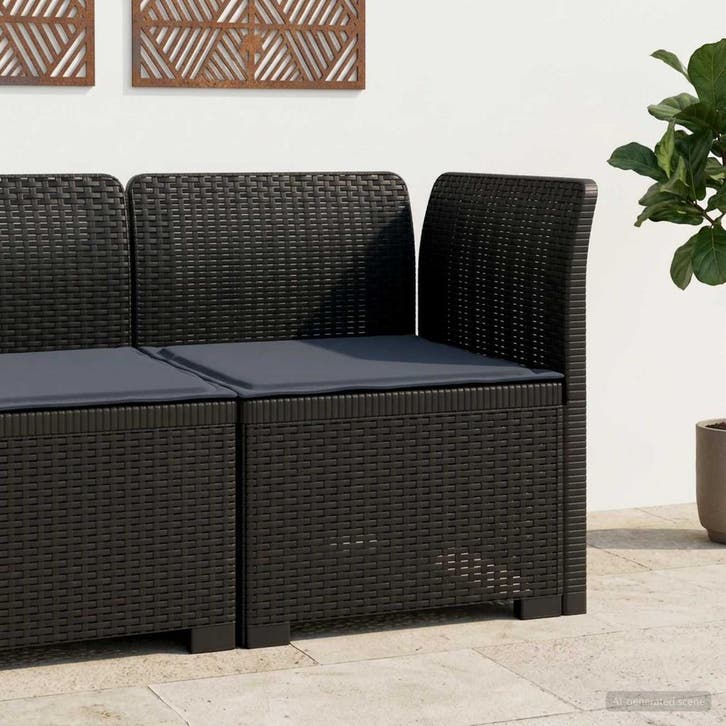 vidaXL Eén-zits Tuin Sofa met Kussen Rieten Look PP, Tuin en Terras, Tuinsets en Loungesets, Nieuw, Verzenden