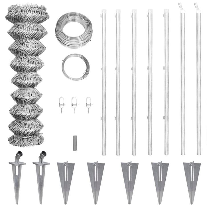 vidaXL Gaashek met palen 15x1,5 m gegalvaniseerd staal, Jardin & Terrasse, Clôtures de jardin, Envoi