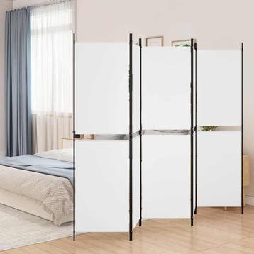 vidaXL Kamerscherm met 5 panelen 250x180 cm stof wit, Verzenden