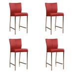 Set van 4 Leren barkrukken Revolt laag - Toledo Red (rood), Nieuw, Leer, Ophalen of Verzenden, 90 cm of meer