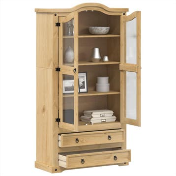 vidaXL Vitrinekast Corona 99x43x187 cm massief grenenhout, Huis en Inrichting, Verzenden, Nieuw