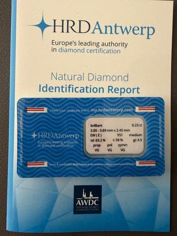 1 pcs Diamant (Natuurlijk) - 0.23 ct - Rond - E - VS1 - HRD