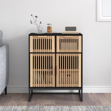 vidaXL Dressoir 60x30x75 cm bewerkt hout zwart, Verzenden, Nieuw