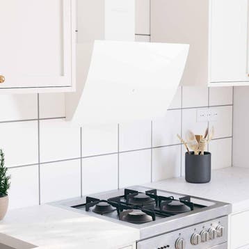 vidaXL Wandafzuigkap 60 cm staal en gehard glas wit, Verzenden