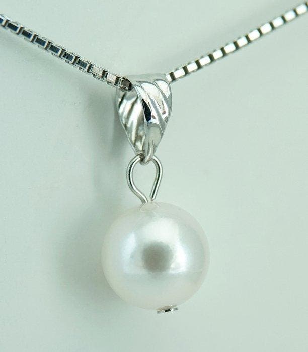 Sans prix de réserve - Pendentif - 18 carats Or blanc Perle, Handtassen en Accessoires, Antieke sieraden