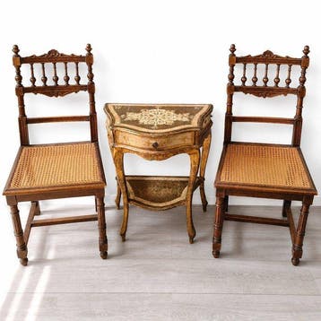 Bijzetstoel (2) - Eik - 2 klassieke rieten stoelen