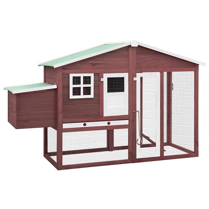 vidaXL Kippenhok met nestkast massief vurenhout mokka en wit, Animaux & Accessoires, Rongeurs & Lapins | Cages & Clapiers, Envoi