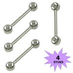 Fako Bijoux - Barbell Piercing - 31mm - Zilverkleurig - 4, Verzenden, Nieuw