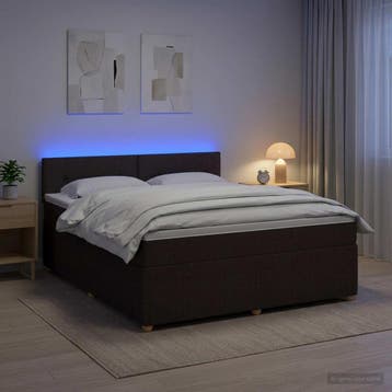 vidaXL Boxspringbed met matras Donkerbruin 140 x 190 cm Stof, Verzenden, Nieuw