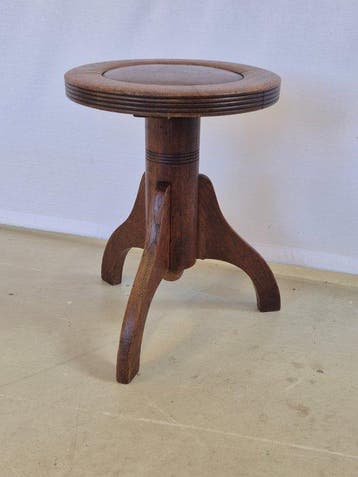 Kruk - Leder, IJzer, Hout - Pianokruk Art Deco