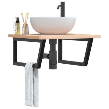 vidaXL Badkamer wandschap staal en massief beukenhout, Verzenden