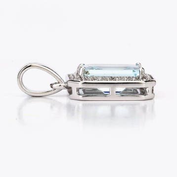 Hanger - 14 karaat Witgoud - 1.83ct. tw. Aquamarijn -