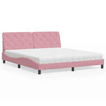 vidaXL Bed met matras fluweel roze 180x200 cm, Verzenden, Nieuw