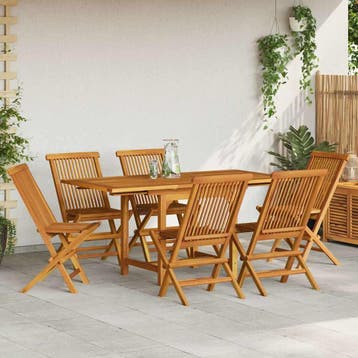 vidaXL 7-delige Tuinset massief teakhout, Verzenden, Nieuw, Tuinset