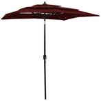 vidaXL Parasol 3-laags met aluminium paal 2x2 m bordeauxrood, Verzenden, Nieuw