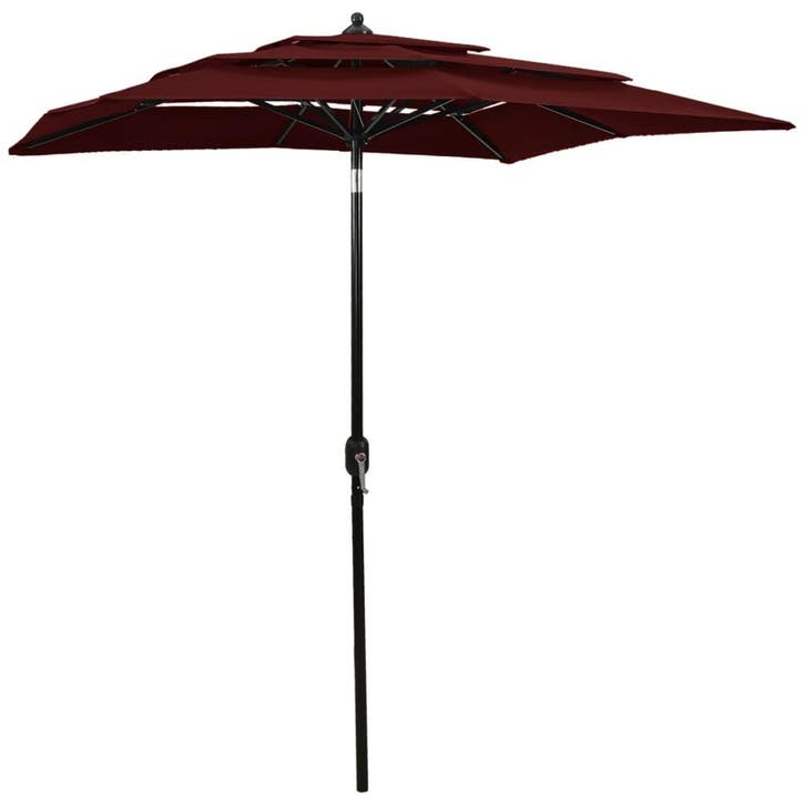 vidaXL Parasol 3-laags met aluminium paal 2x2 m bordeauxrood, Jardin & Terrasse, Parasols, Envoi